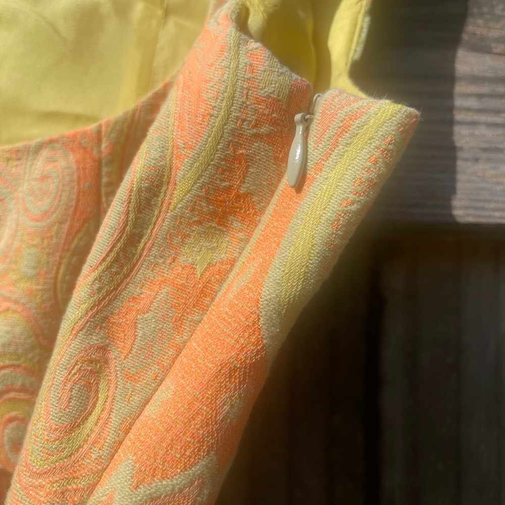 Tracy Reese Vibrant Orange and Yellow Midi Dress Size 6 - Picture 4 of 8